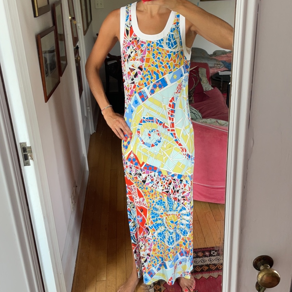 PUCCI dress with Mosaic print, white border Sz 38 IT